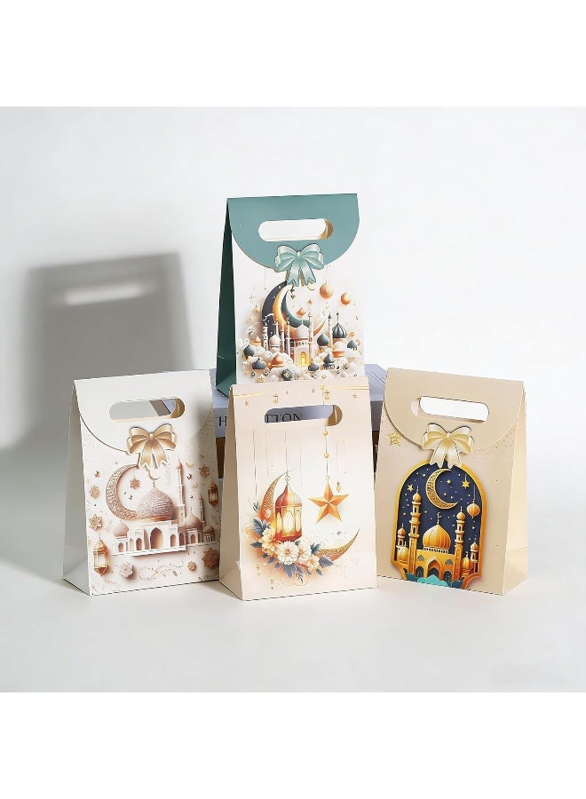 8 PCS Paper Gift Bags: 4 Styles Ramadan Mubarak Paper Wrapping Bags - Prefect for Ramadan Treat Party Favors Supplies Eid Party Decoration - Image 1